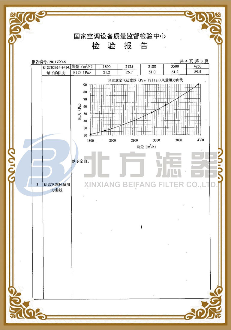 預(yù)過濾空氣過濾器檢測報告-4